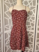 Women's Dark Red, Small Print Floral Sundress. Timely Trends Brand Size Medium