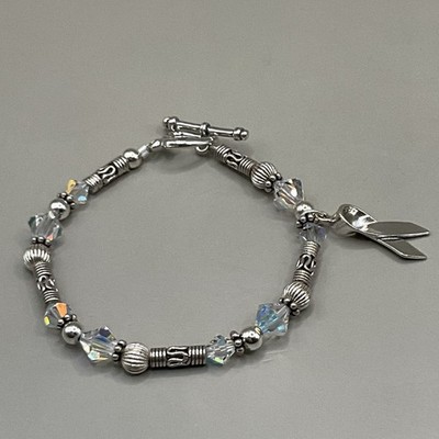 Sterling Silber 925 Armband Aurora Borealis Kristall Brustkrebs Band 7,25''