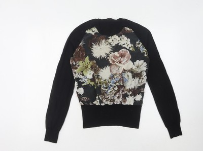 Emma Cook Damenpullover schwarz Blumenmuster Größe 10