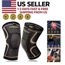 Copper Knee Compression Sleeves Knee Support for Pain Relief 2 Pack Large