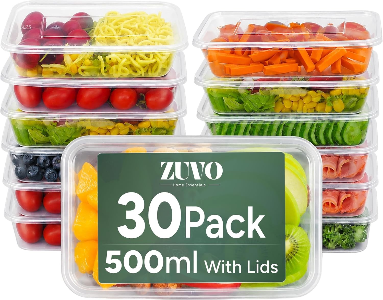 B&Q -  500Ml Clear Food Containers 30 PackBpa FreeReusableMicrowave & Freezer Safe - Image 2