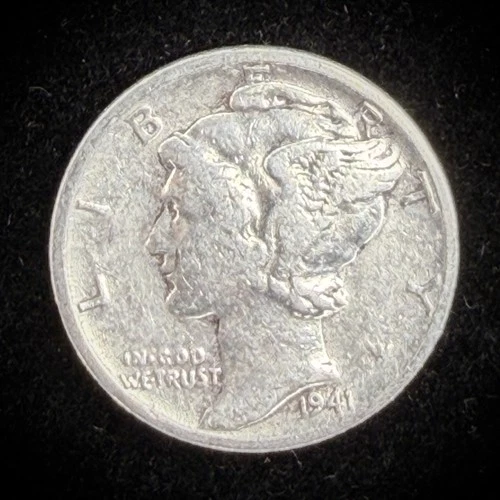 1941 Mercury Dime 90% Silver Pre-1965 Circulated Condition US Coin 17-2