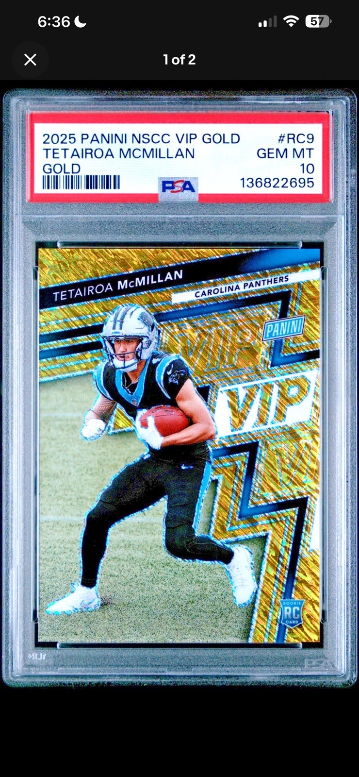 TETAIROA MCMILLAN 2025 PANINI NSSC VIP GOLD PRIZM 10/10 RC PSA 10 ROTY!!!!!!!!
