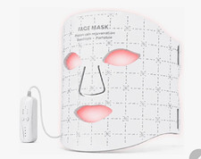 Red Light Therapy Face Mask Rechargeable Portable Silicone 5-Setting White