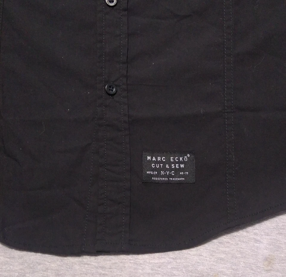 Marc Ecko Button Up Shirt Adult Small Short Sleeve Black Cut & Sew - Image 3 of 4