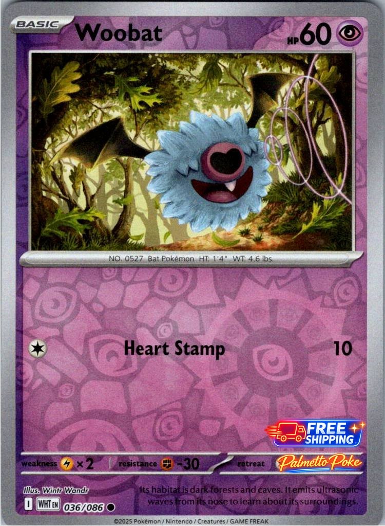 Woobat 036/086 Reverse Holo White Flare Pokemon NM/LP