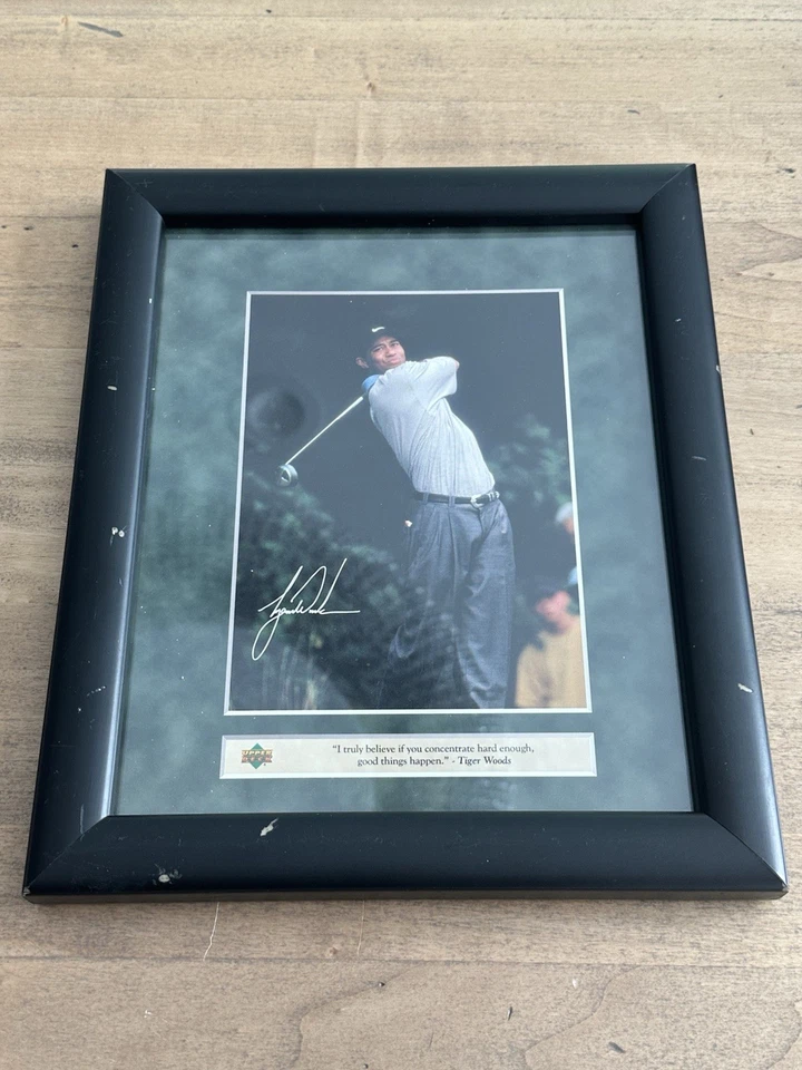 Foto en color de cubierta superior de 8x10 TIGER WOODS "Concentrado" Campeón de Maestros Foto 2 de 4