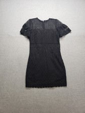 Aqua Women Dresses M Black Lace Details Back Zip Flutter Sleeve Comfort Casual