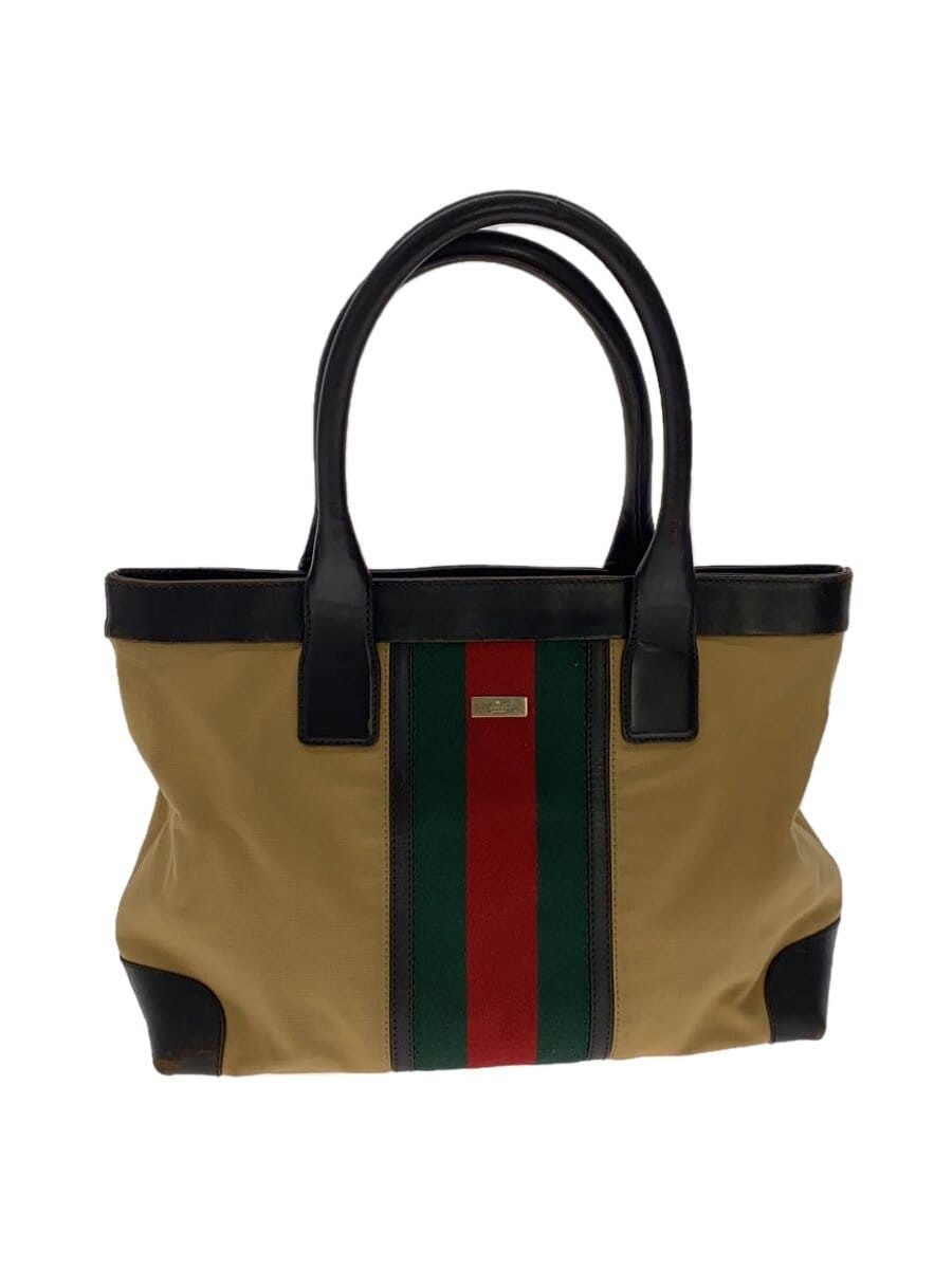 GUCCI Sherry Line Canvas Tote Bag in Beige 002 1119 Japan Import