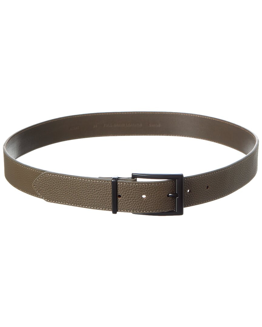 Кожаный ремень с латунной меткой для мужчин