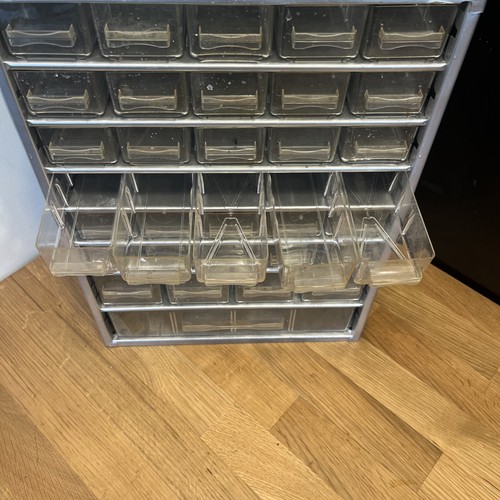 Vintage RAACO Corp Silver Metal Storage Cabinet Small Parts Organizer 35 Drawer - Picture 10 of 13