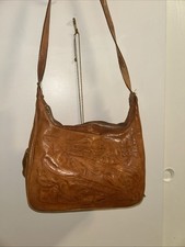 Vintage Embossed Leather Shoulder/cross Bag Tan Western