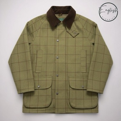 Alan Paine Rutland Tweed wasserdichter Schießmantel Herren Large dunkles Moos