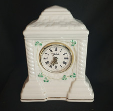 Belleek Porcelain Mantel Clock Cashel Shamrocks Rope Ireland 0090 Blue Mark EUC