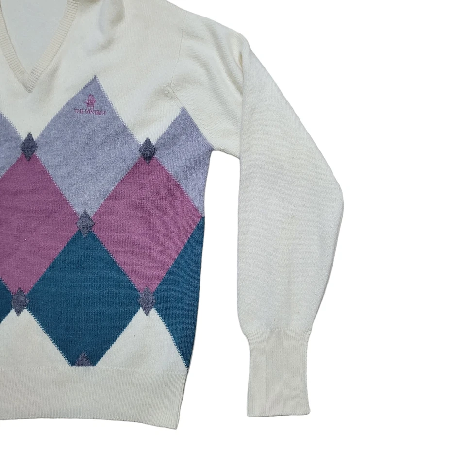 Винтажный мужской свитер J. Mcinerney 2XL Argyle с V-образным вырезом пуловер для гольфа опрятный  - Изображение 4 из 4