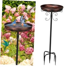 35In Metal Bird Bath for Outside, Vintage Freestanding Antique Bronze