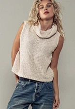 Cowl Neck Sleeveless Top - Cream