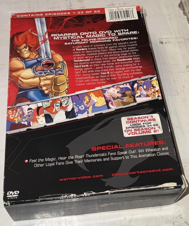 Thundercats Season 1 Volume 1 DVD 6 Disc Box Set Warner Animated TV thundercats-season-1-volume-1-dvd-6-disc-box-set-warner-animated-tv