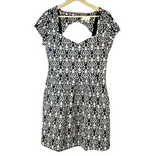 Deletta Anthropologie Womens Dress Black Cream Medium Cutout Scoop Zip Caledonia