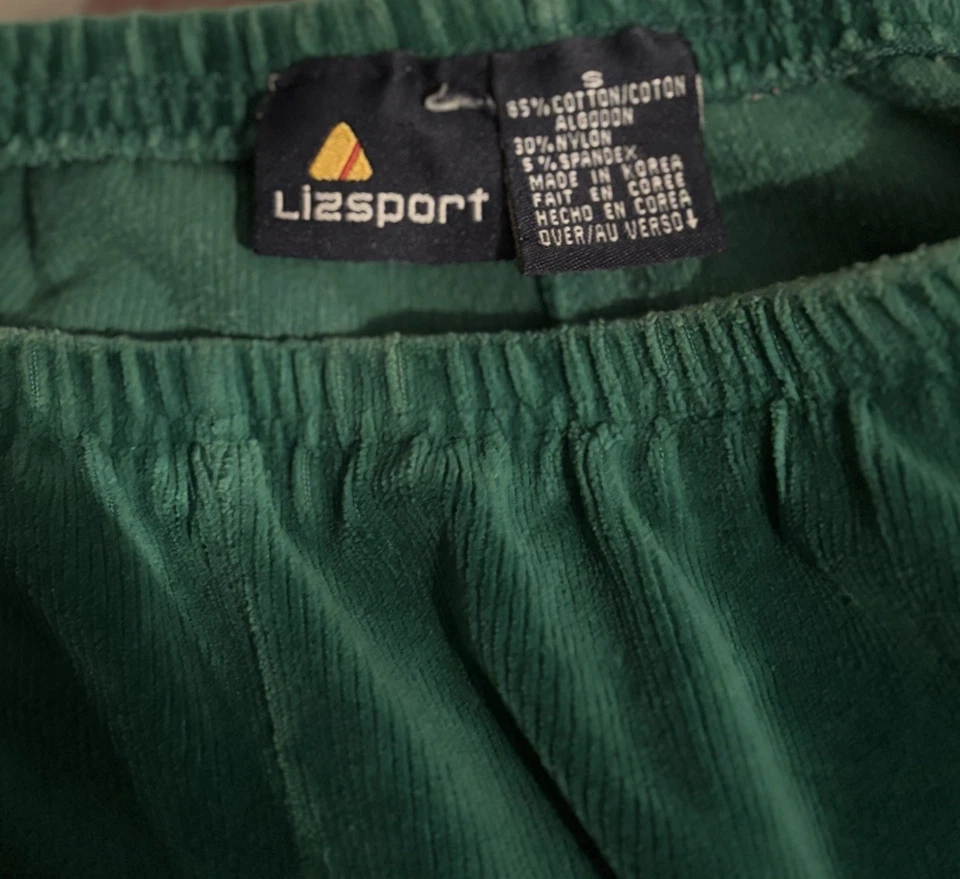 LizSport Vtg Green Velvet Velour Pull On Stirrup Pants Stretch Sz S Retro - Image 4 of 4