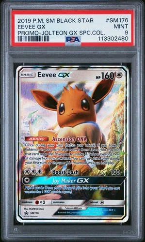 2019 Pokemon SM Black Star Promo #SM176 Eevee GX Promo - Jolteon GX SPC PSA 9