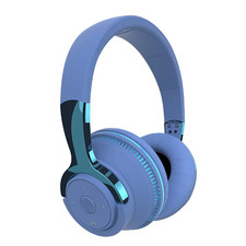 Wireless Bluetooth 5.1 Headphones Over Ear LED Stereo Noise Cancelling BLUE