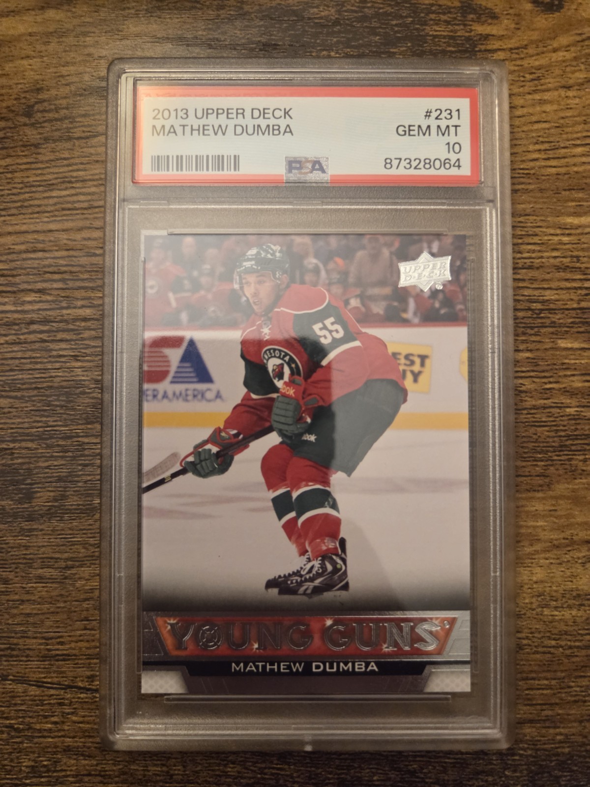 2013-14 Upper Deck UD Young Guns YG Mathew Dumba Rookie Card RC #231 Wild PSA 10