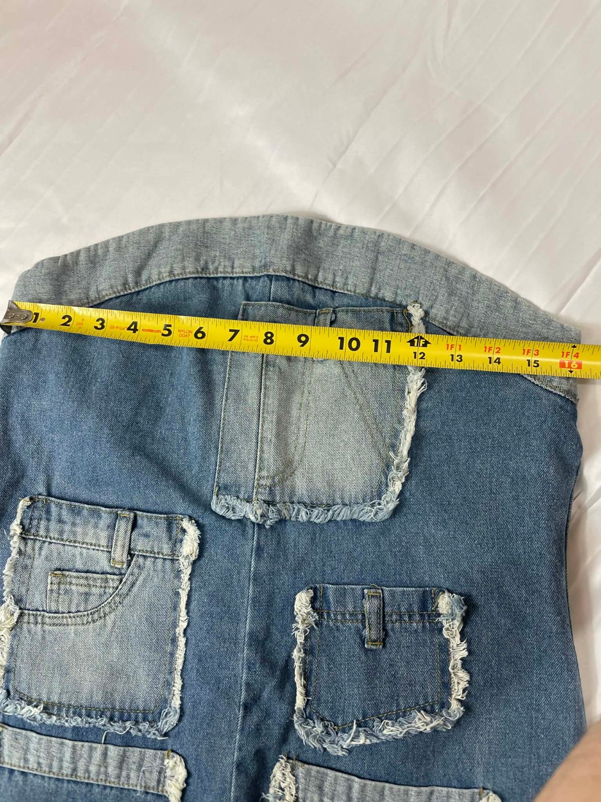 Denim Patchwork Jumpsuit - Strapless Designer-Sty… - image 4