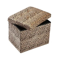  Ottoman Storage Ottoman Footrest Stool Small 13"D x 17"W x 13"H Leopard Print