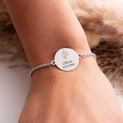 Personalisiertes Armband mit Namen Blume Damen Geschenke für Frauen Mädchen ihre Freundin