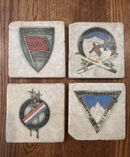 Four Vintage Ski School Tile Coasters - Hanne...