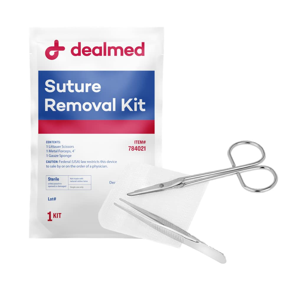 Dealmed Sterile Suture Removal Kit, Includes Suture Removal Scissors, Forceps, a