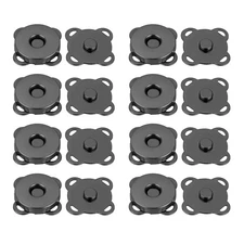 16 Sets 18mm Magnetic Plum Snaps Button for Purse Handbag Wallet, Black