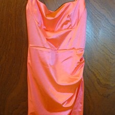 Cicique Orange Solid Satin Sleeveless Strappy Mini Short Dress Regular Size S