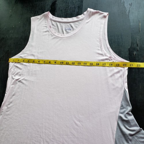 Logo Layers Lori Goldstein Top 1X Tank Tunic Asymmetric Hem Colorblock Pink Gray - Picture 6 of 6