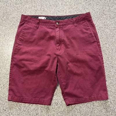 Volcom Chino Shorts Mens 36 Cropo Class Flat Front Walkshort 10.5  Red Skater