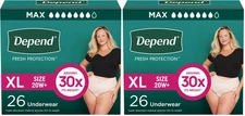 52 Count Depend Incontinence Underwear for Women, Extra-Large| Maximum