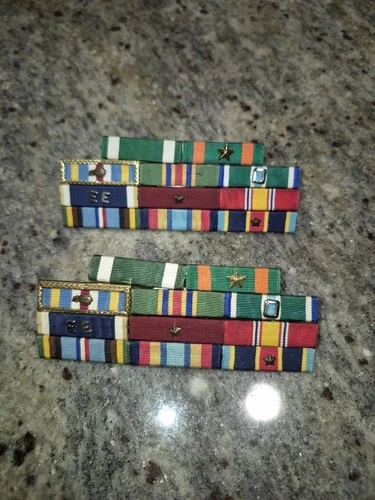 Vintage US Military Ribbon Bars - Vietnam Era & Cold War - Mounted Rack Set