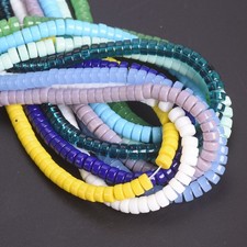 2 Strands 230pcs Flat Round 6x3mm Opaque Glass Spacer Beads For Jewelry Making