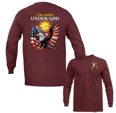 One Nation Under God Patriotic Eagle Long Sleeve T-Shirt