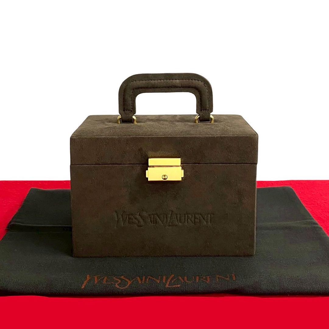 Borsa a mano Yves Saint Laurent in camoscio con logo marrone usata