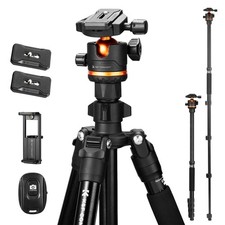 76" Tripod, Travel Tripod for with 360  Ball Head  Holder, Max Load 17.6lbs,...