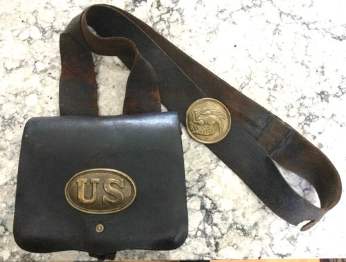 US Civil War Cartridge Box w/Tins + Strap - Ammo Pouch