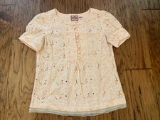 Juicy Couture Pink Lace Floral Plush Top Womens Size 8 Blouse