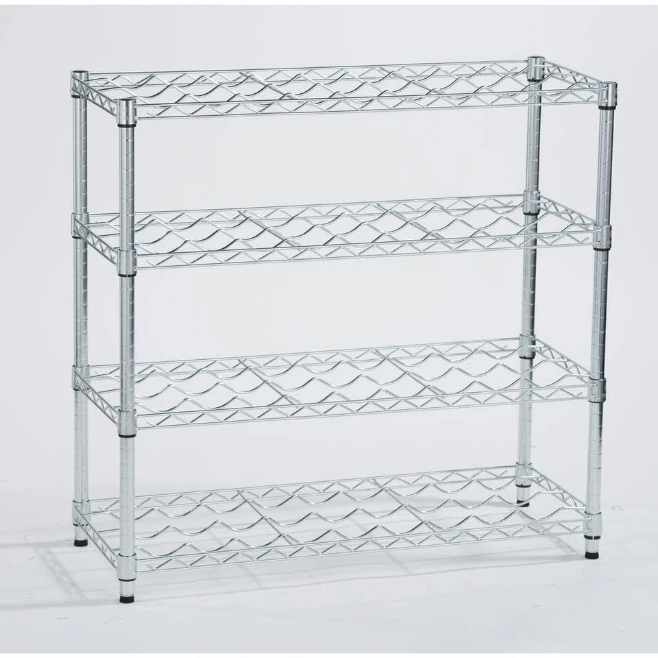 Soporte de piso apilable TRINITY cromado 36 botellas 4 niveles capacidad 150 lb Foto 4 de 4