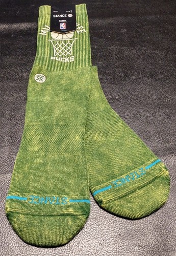 Brandneu Stance Hunter grün Milwaukee Bucks Vintage Large (9-13) Crew-Socken - Bild 2 von 5