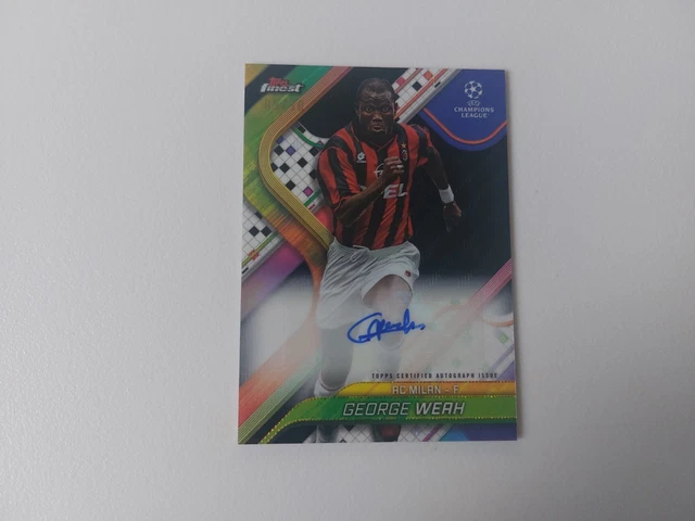 George Weah 2024-25 Topps Finest UCC Base Autograph Variation 05/10 Auto Milan