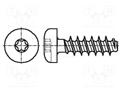 TX10 für Kunststoff 3,5x8 Stahl Torx Schraube Kopf: Zylinder