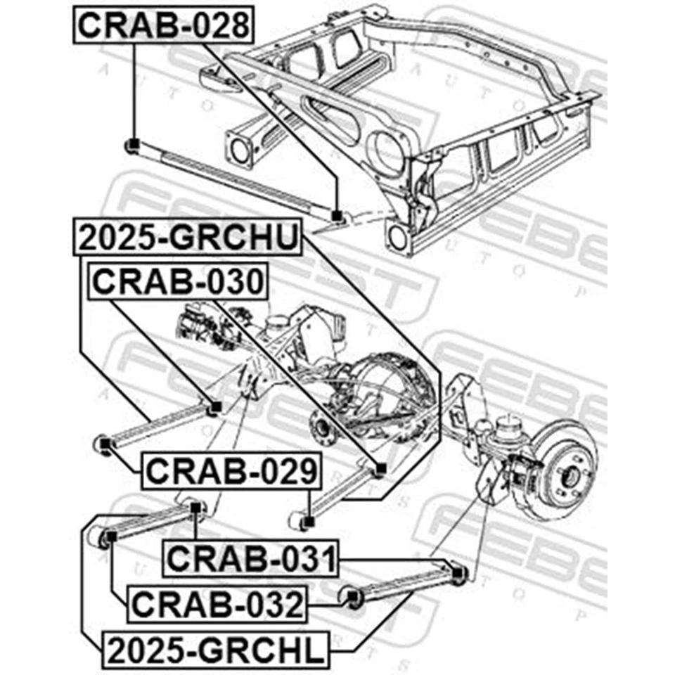 2X FEBEST Horquilla Trasera Inferior Apto para Jeep Cherokee Commander Grand - Imagen 3 de 3