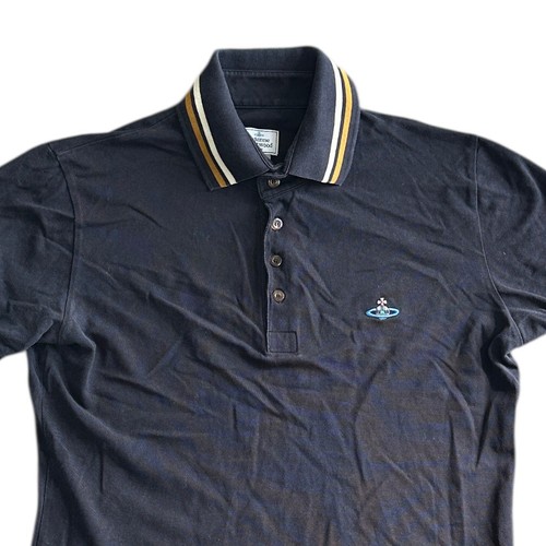 Vivienne Westwood Polo Shirt Short Sleeve Twin Tipped Black Mens Medium - Picture 3 of 8